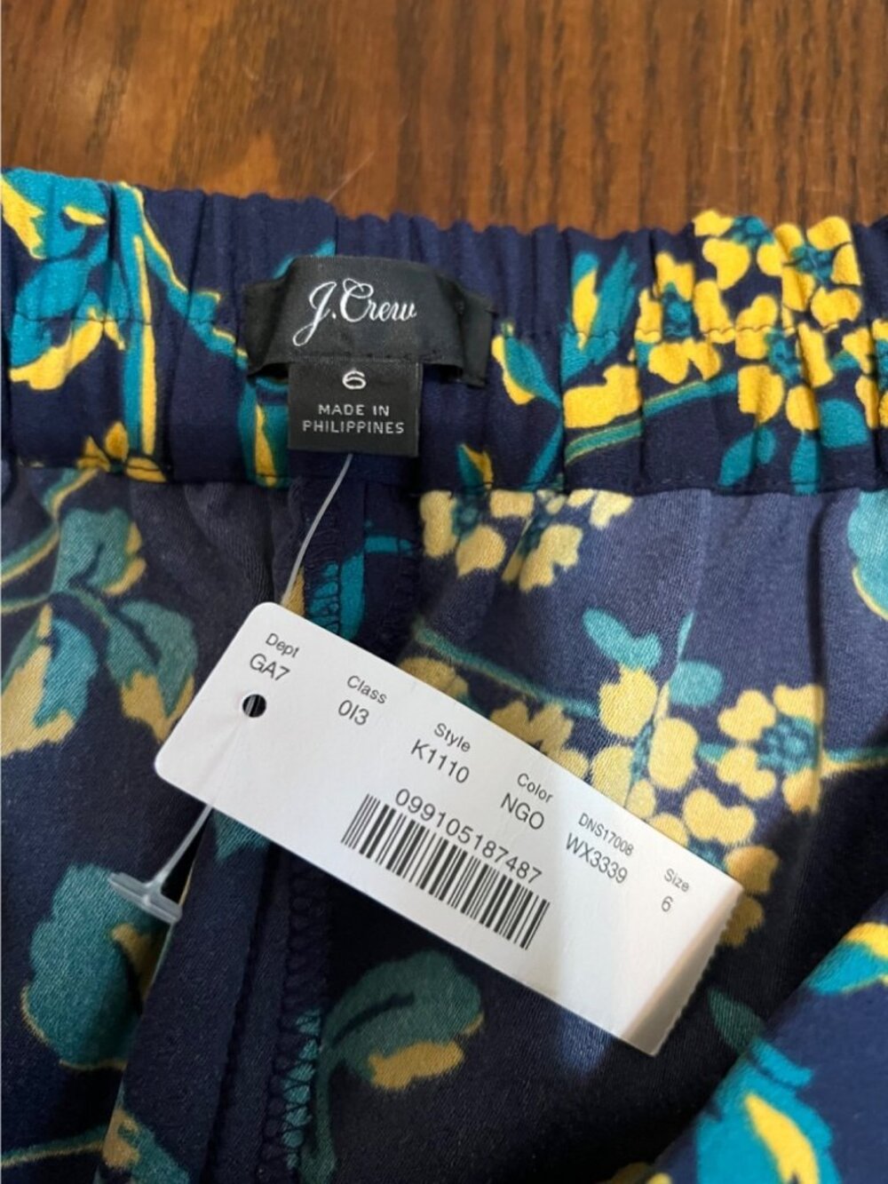 J.Crew Floral Wide Leg Pants Palazzos Cropped PullOn High Rise Blue Yellow 6 NEW - Picture 4 of 8